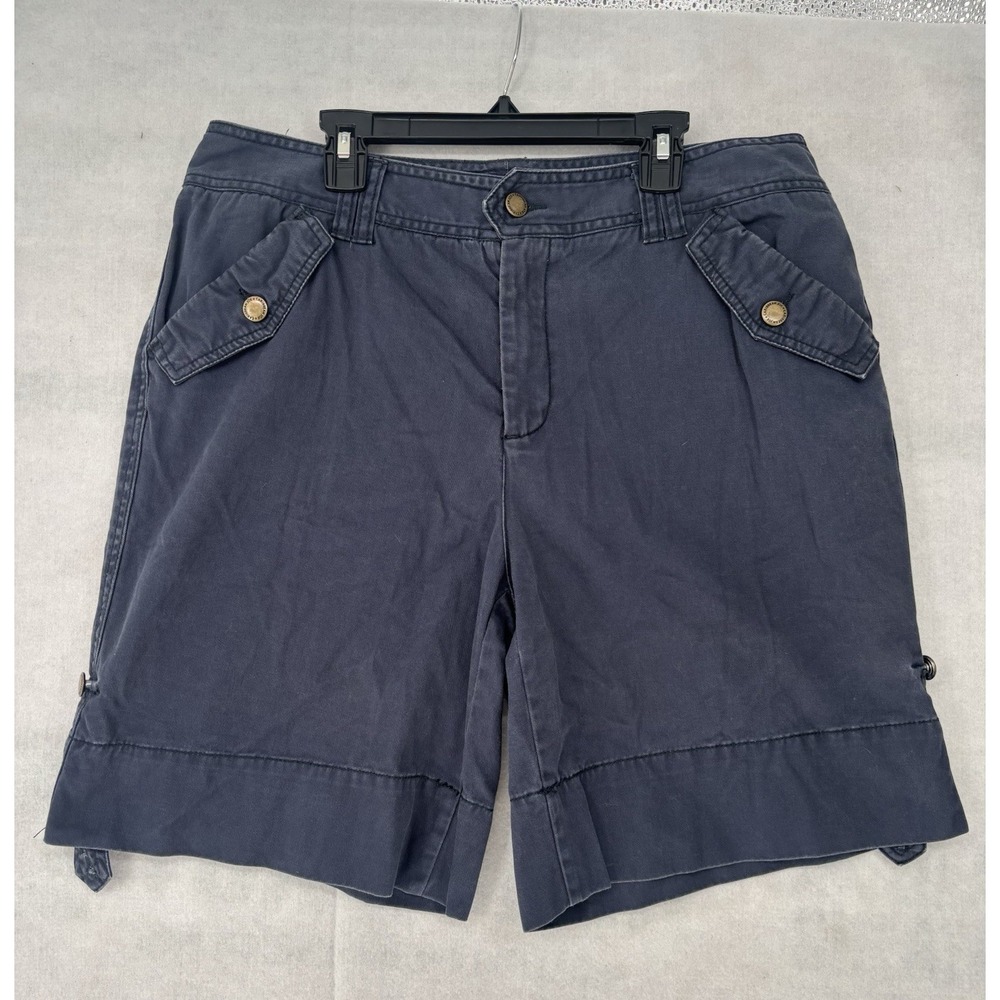 Caribbean Joe Bermuda Shorts Navy Women's 12 (34x9") Mid Rise Cotton